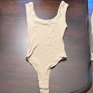 LULULEMON Tan Ribbed Bodysuit 4/XS